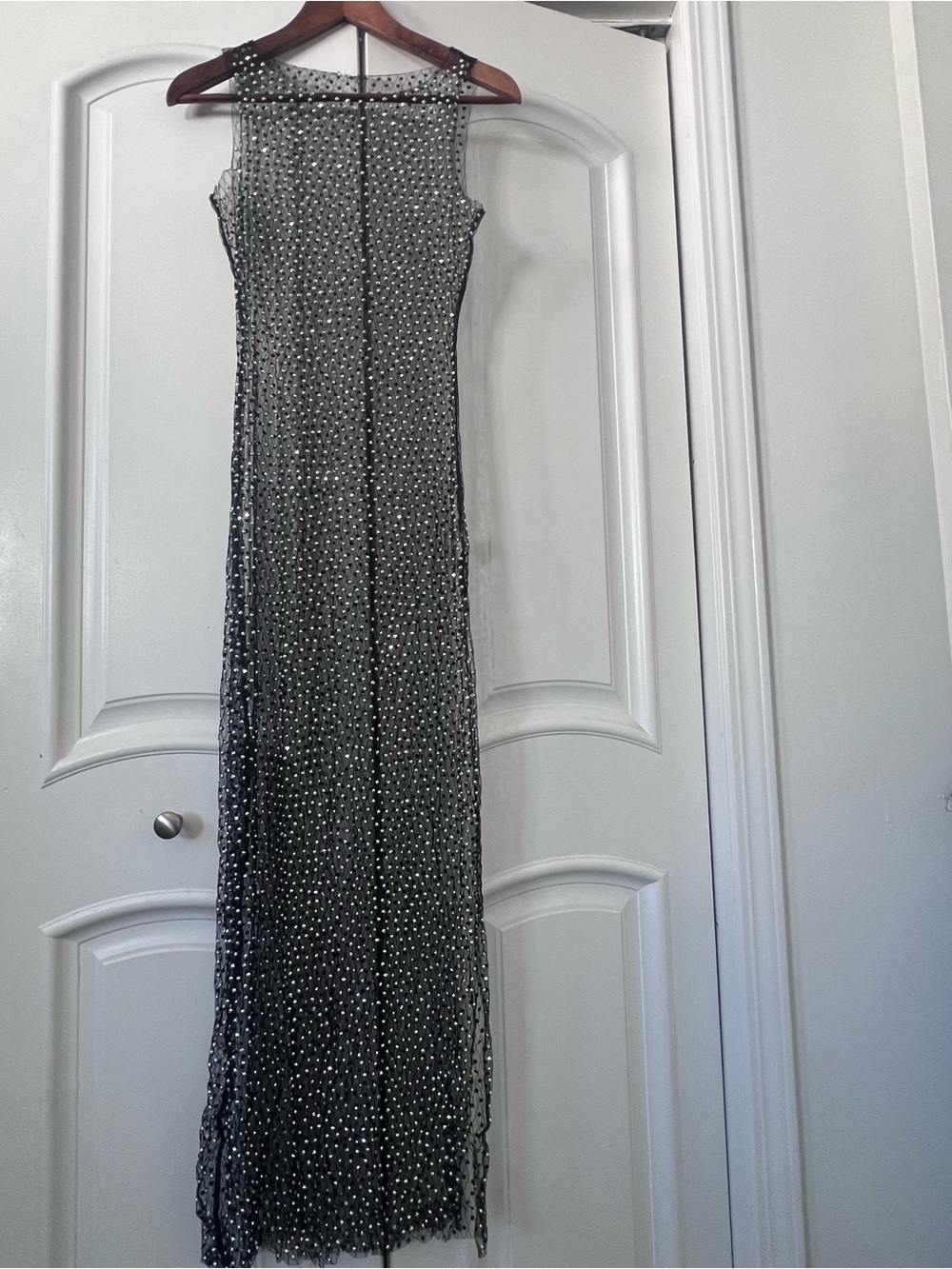 Sleeveless Black sheer rhinestone cover up dress